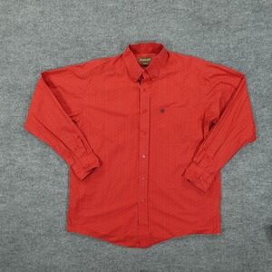 Ariat Shirt Mens Large Red Geometric Floral Long Sleeve Button Down Western
